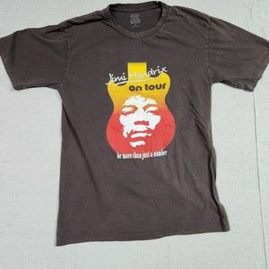 Jimi Hendrix Shirt Mens Large Brown Short Sleeve Spell Out On Tour Tee
